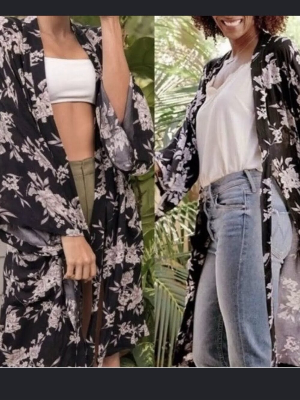 Spiritual Gangster Swim Maya Kimono Cardigan Duster Coverup One Size Black White